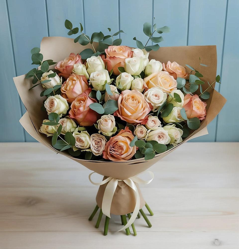 Букет цветов из: Альстромерии и Розы в Льгове