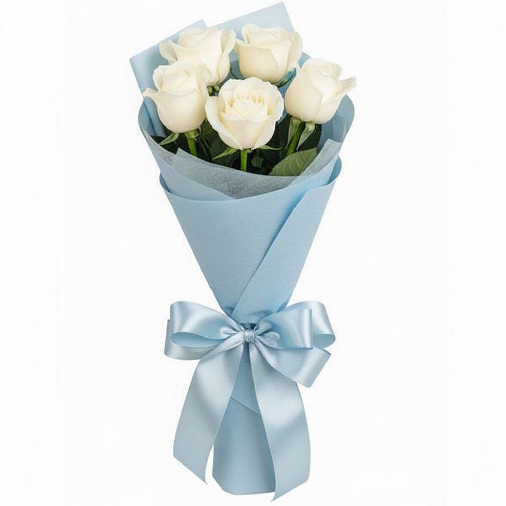 Букет 5 Белых роз Проуд в Льгове