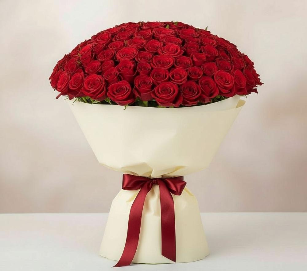 Букет 101 Красная роза Милано в Льгове