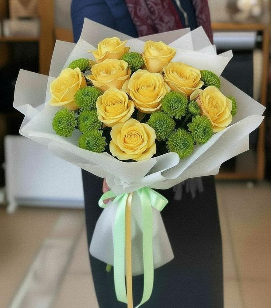 Букет цветов из: Хризантемы и Розы в Льгове