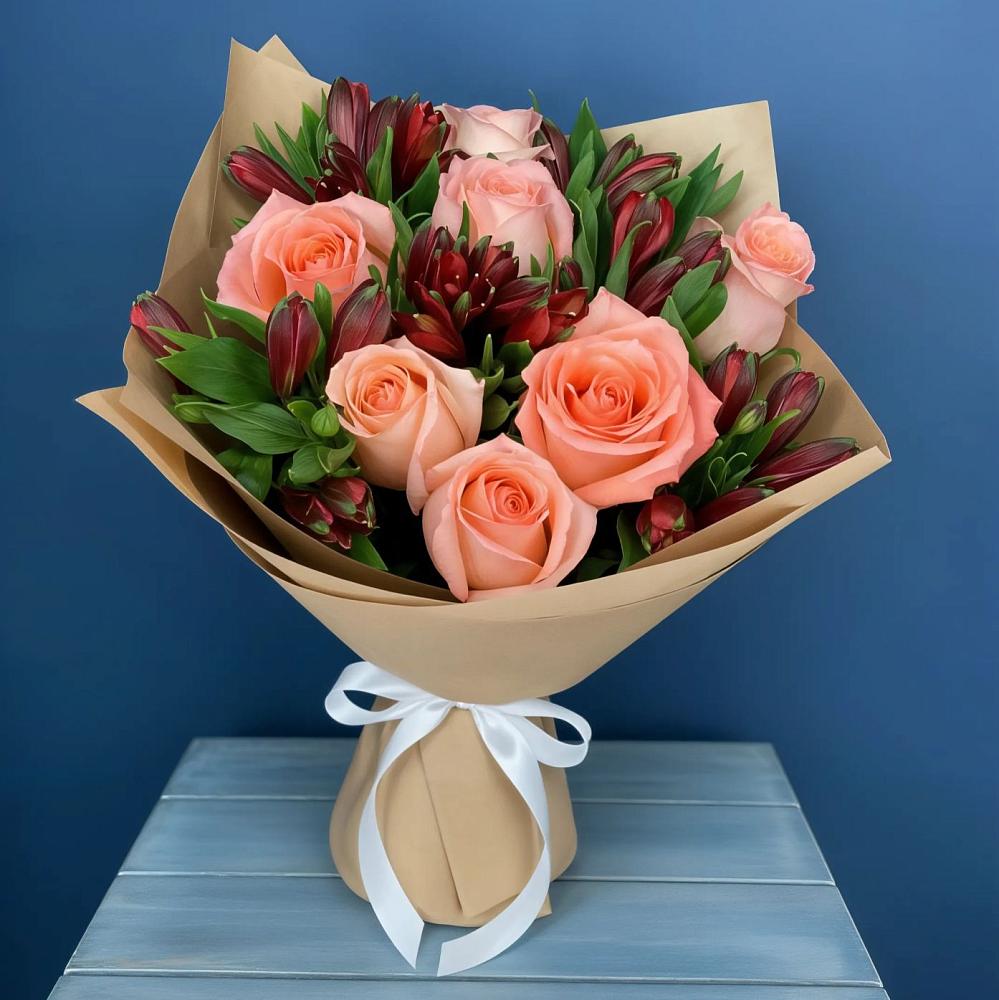 Букет цветов из: Розы и Альстромерии в Льгове