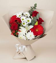 Букет цветов из:  Розы, Хризантемы, Герберы и Лилии в Льгове