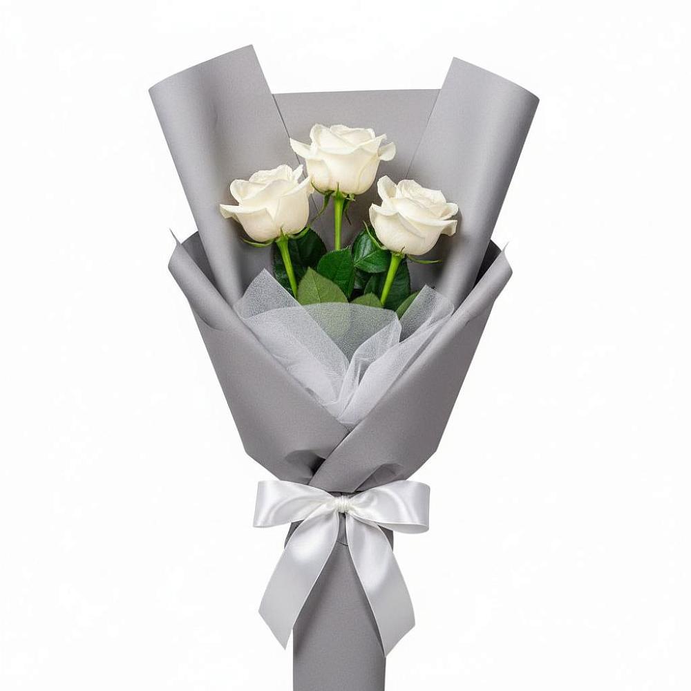 Букет 3 белые розы в Льгове