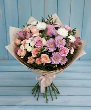Букет цветов из:  Хризантемы, Розы и Альстромерии в Льгове