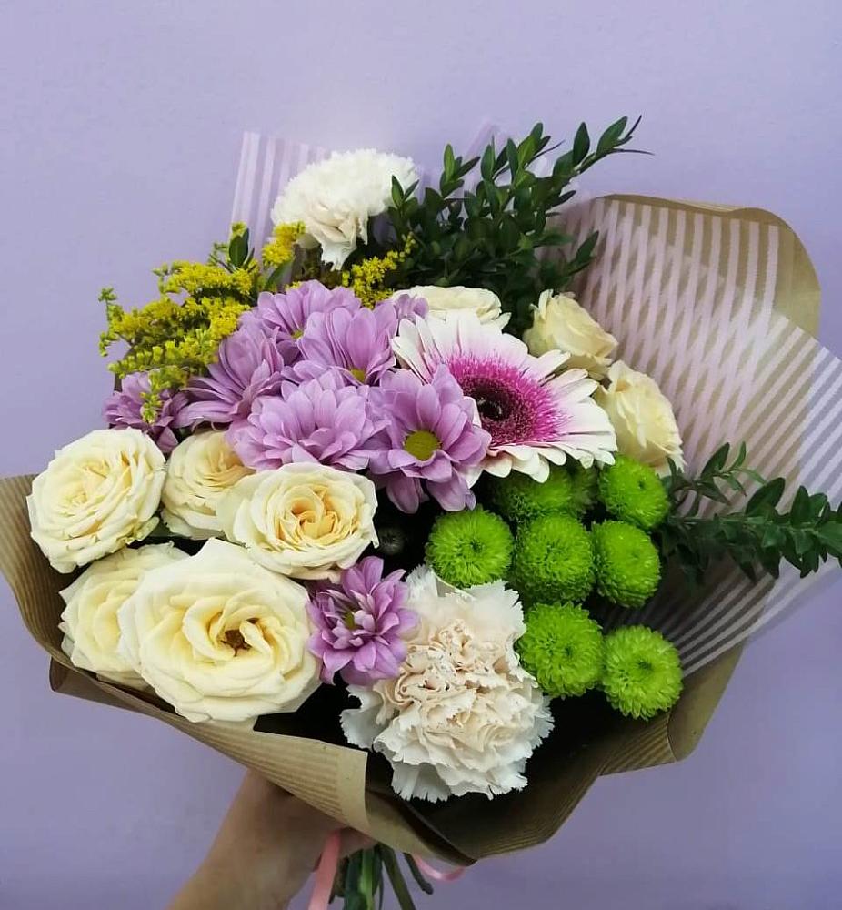 Букет цветов из: Хризантемы, Розы, Гвоздики и Герберы в Льгове